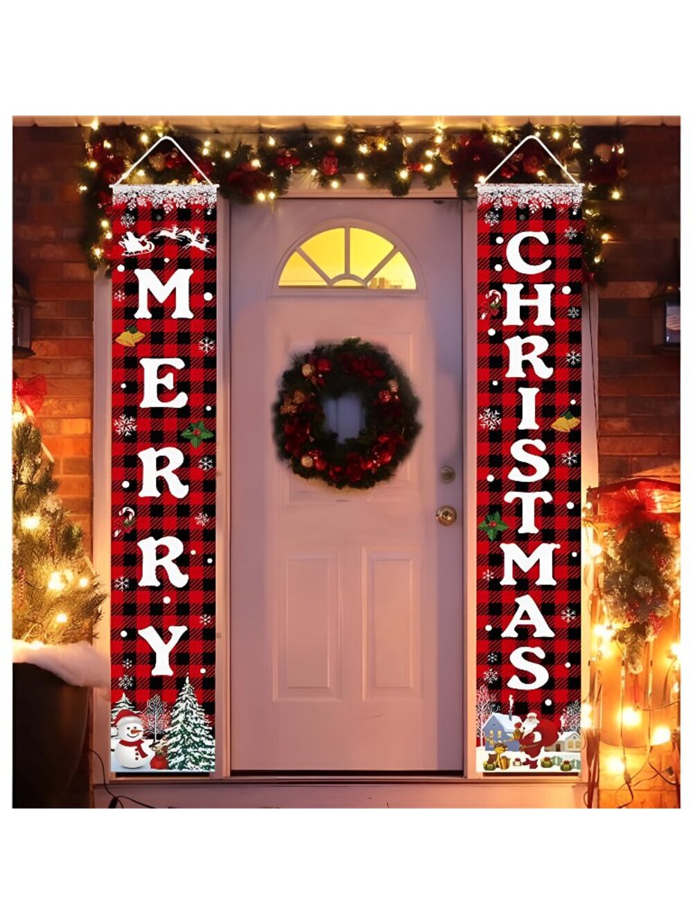 Christmas Decorations Merry Christmas Banner Xmas Porch Door Sign Welcome
